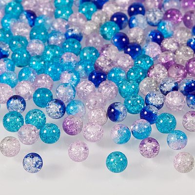 300Pcs 6 Colors Spray Painted Crackle Glass Beads CCG-SZ0001-11C-1