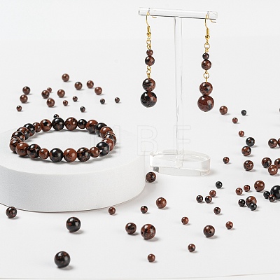 340pcs 4 Style Natural Mahogany Obsidian Beads G-LS0001-44-1