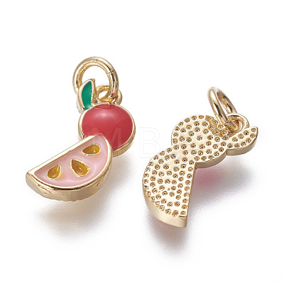 Brass Enamel Charms KK-L185-11G-1