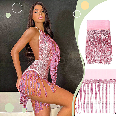 Polyester Fringe Lace Trim DIY-WH0671-008F-1