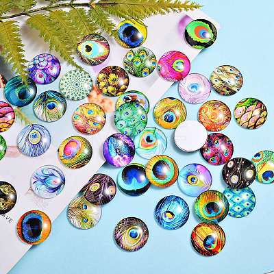 70Pcs Flatback Glass Cabochons for DIY Projects GGLA-SZ0001-33C-1