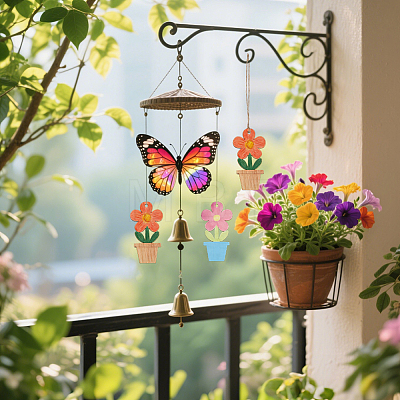 40Pcs Flower DIY Painting Materials Wood Pendants DIY-FH0010-96-1