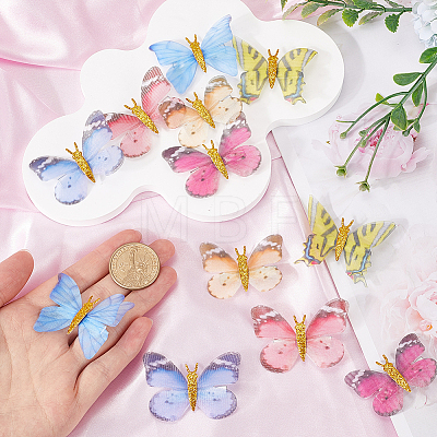18Pcs 6 Styles Cloth Butterfly Alligator Hair Clip OHAR-GF0001-39-1