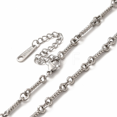 304 Stainless Steel Twist Bar Link Chain Necklace for Women NJEW-E081-05P-1