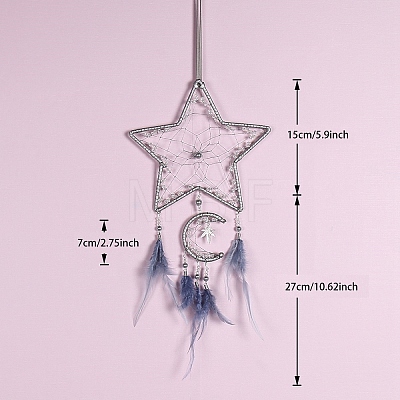 Star Moon Woven Web/Net with Feather Wall Hanging Decorations PW-WG88988-01-1