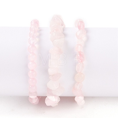 Natural Rose Quartz Stretch Bracelets BJEW-JB05647-1