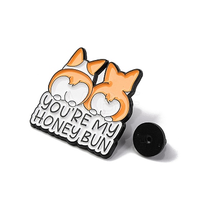 Creative Cartoon Cute Corgi Dog You're My Honey Bun Zinc Alloy Brooches JEWB-U001-01K-1