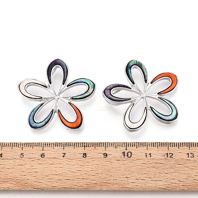 Alloy and Dyed Natural Paua Shell Pendants PALLOY-T093-05A-1