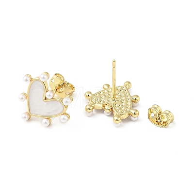 Rack Plating Brass Enamel Stud Earrings for Women X-EJEW-G311-02G-1