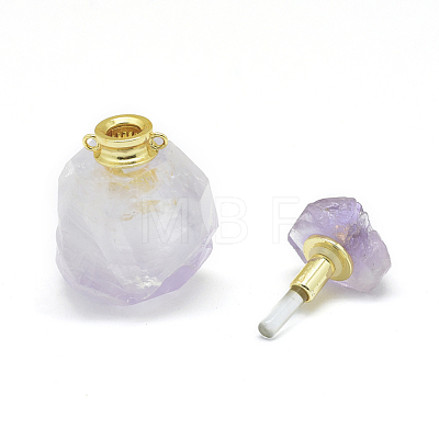 Natural Amethyst Openable Perfume Bottle Pendants G-E556-19A-1
