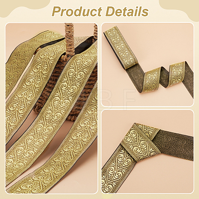 Polyester Jacquard Flower Ribbons SRIB-WH0011-167B-1