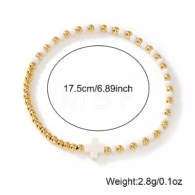 6Pcs Brass Round Beads Stretch Bracelets TI2646-1-1
