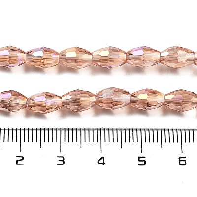 Transparent Electroplate Glass Beads Strands EGLA-A037-T6x8mm-B06-1