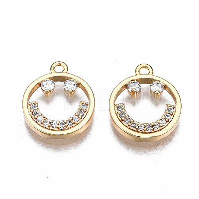 Brass Micro Pave Clear Cubic Zirconia Charms KK-Q277-054-NF-1