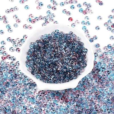 Spray Painted Transparent Glass Seed Beads SEED-T007-05F-1