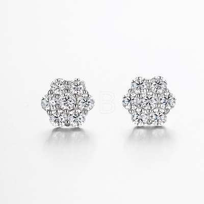 925 Sterling Silver Pave Moissanite Stud Earrings for Women SX7074-1-1