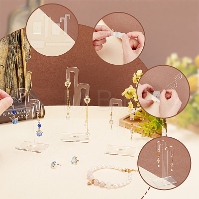 3Pcs 3 Sizes Tree Transparent Acrylic Earring Display Stands EDIS-WH0029-40-1