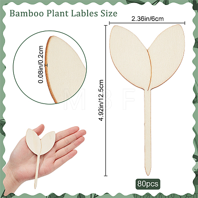 Sprouting Leaf Shape Wood Plant Labels AJEW-WH0033-64-1