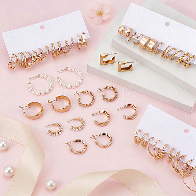 24 Pairs Zinc Alloy Stud Earring & Hoop Earring Sets EJEW-UN0005-42B-1