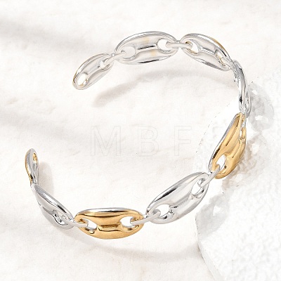Two Tone 304 Stainless Steel Mariner Chain Cuff Bangles for Women SA-CBA82C8-07GP-1