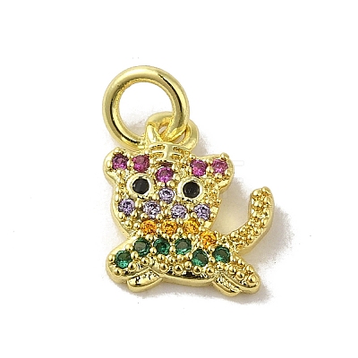 Real 18K Gold Plated Brass Pave Colorful Cubic Zirconia Pendants KK-M283-06I-02-1