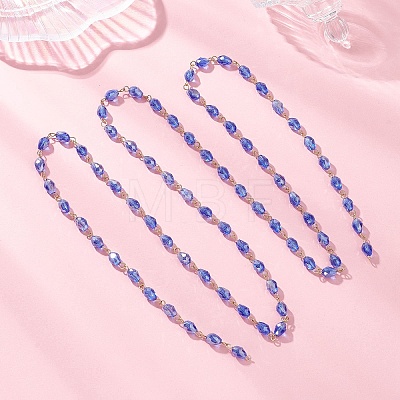 Oval Glass Beaded Link Chains AJEW-JB01471-1