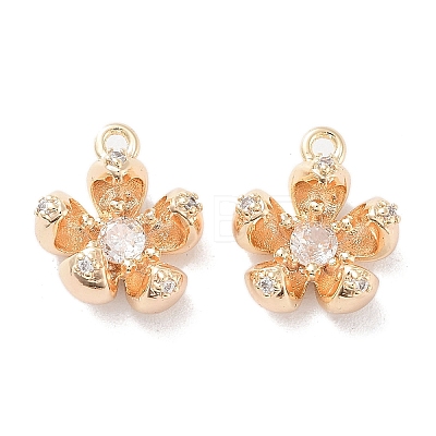 Brass Micro Pave Cubic Zirconia Charms KK-F871-34G-1