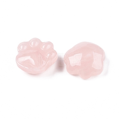 Natural Rose Quartz Cat Paw Print Figurines DJEW-N003-03I-1