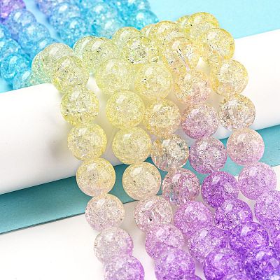 Spray Painted Crackle Glass Beads Strands DGLA-C002-10mm-07-1