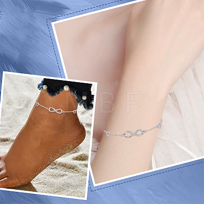 1Pc 925 Sterling Silver Micro Pave Cubic Zirconia Link Bracelets BJEW-AR0001-10-1