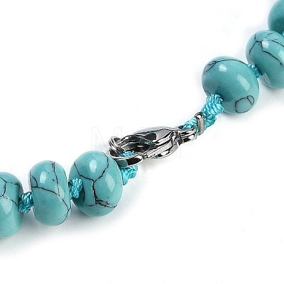 Synthetic Turquoise Rondelle Graduated Beaded Necklaces for Women Men NJEW-K388-02Q-1