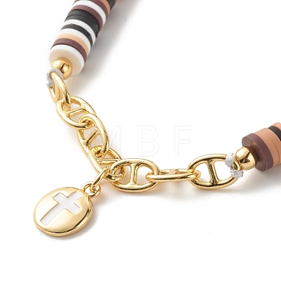 Polymer Clay Heishi Beads Braided Bracelet BJEW-JB07408-02-1