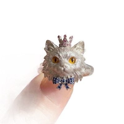Alloy Rhinestone Cuff Open Rings WG3624E-01-1