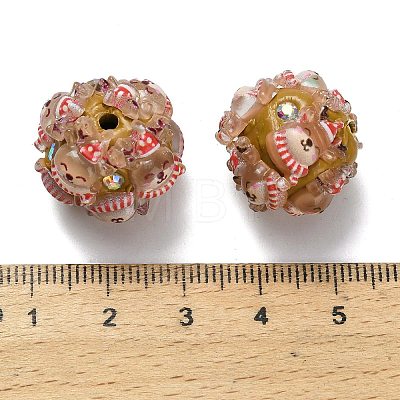 Christmas Theme Polymer Clay Rhinestone Beads with Resin X-RESI-Z045-01E-1