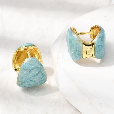 Brass Enamel Hoop Earrings EJEW-P333-06G-1