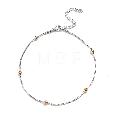 304 Stainless Steel Box Chain Anklets AJEW-G024-01A-1