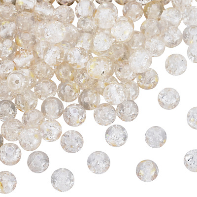100Pcs Crackle Transparent Glass Beads GLAA-TADJ0001-12J-1
