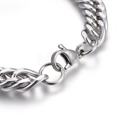 304 Stainless Steel Cuban Link Chain Bracelets BJEW-L637-01A-P-1