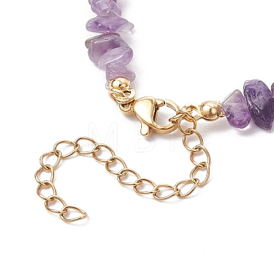 Natural Amethyst Chip Beaded Bracelets for Women BJEW-JB11742-03-1