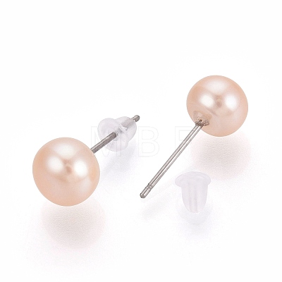 Natural Pearl Stud Earrings PEAR-N020-11A-01-1