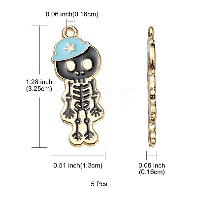 5Pcs Alloy Enamel Pendants ENAM-YW0001-49A-1