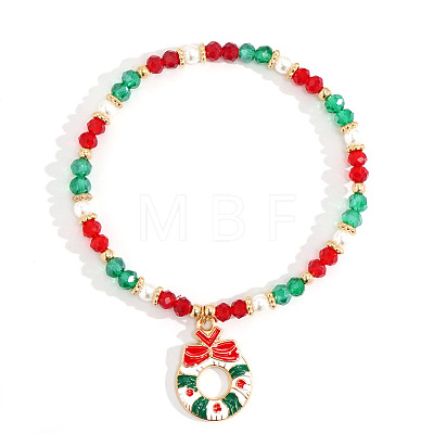 Christmas 304 Stainless Steel Enamel Charm Bracelets UB9806-4-1