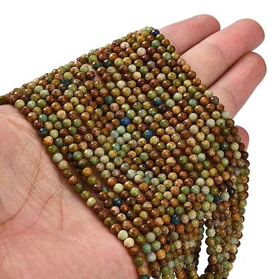 Natural Chrysocolla and Lapis Lazuli Beads Strands X-G-G278-B01-4mm-1