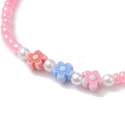 6Pcs 6 Colors Flower Acrylic Stretch Bracelets BJEW-JB10235-01-1
