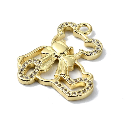 Rack Plating Real 18K Gold Plated Brass Micro Pave Cubic Zirconia Pendants KK-B084-12G-01-1