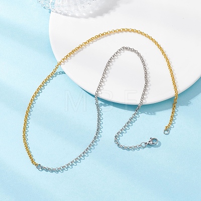 3MM Two Tone 304 Stainless Steel Rolo Chain Necklaces NJEW-JN05623-1