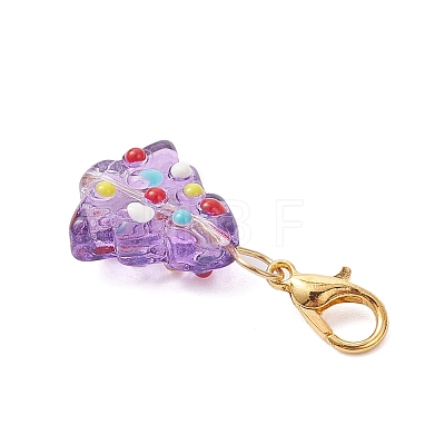 Handmade Bumpy Glass Christmas Tree Pendant Decorations HJEW-JM04171-01-1