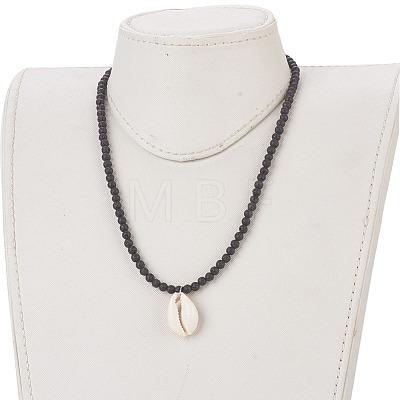 Cowrie Shell Pendant Necklaces NJEW-JN02291-1