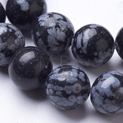Natural Snowflake Obsidian Beads Strands G-D855-11-10mm-1