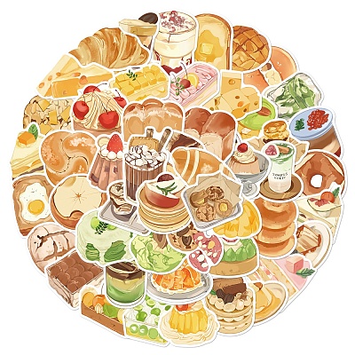 50Pcs Afternoon Tea PVC Waterproof Stickers PW-WGE00E4-01-1